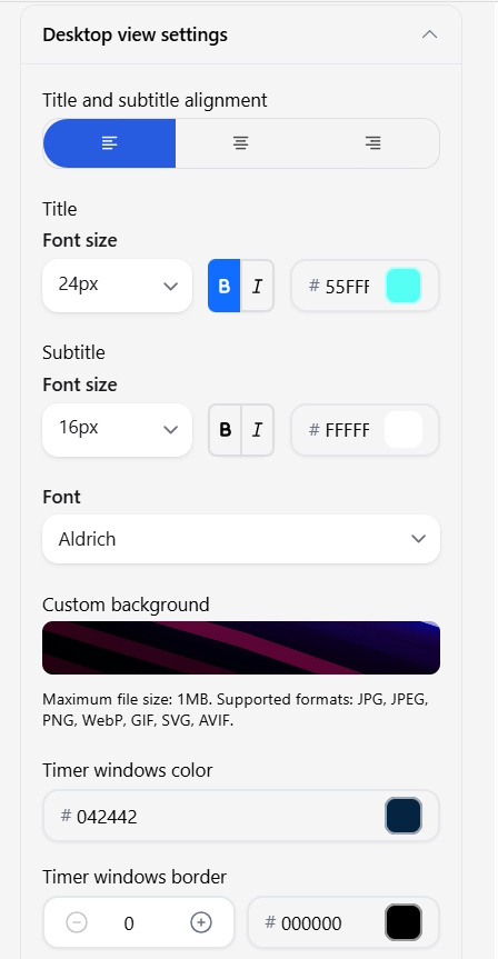 Desktop appearance settings