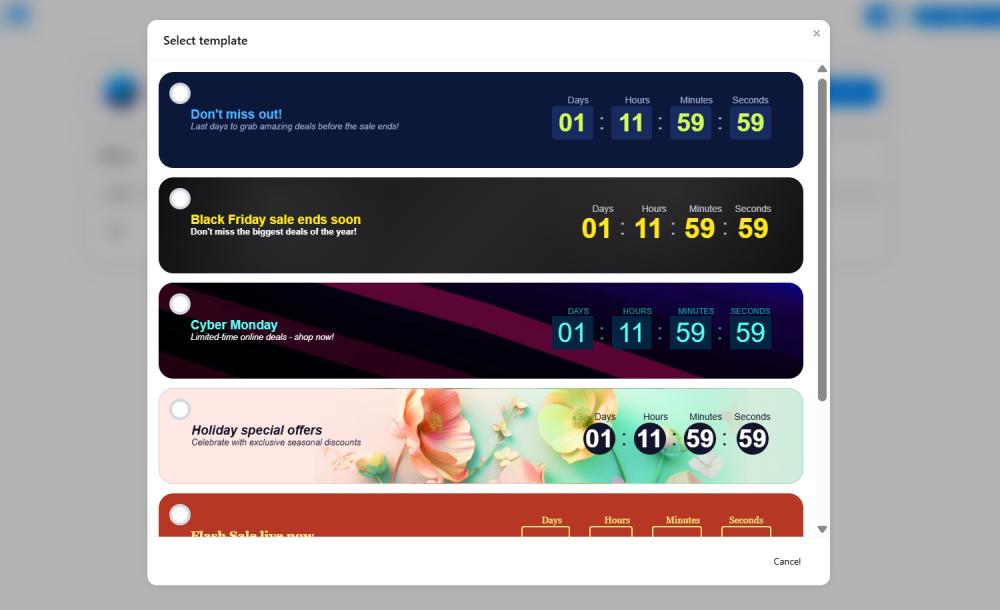 Countdown timer templates