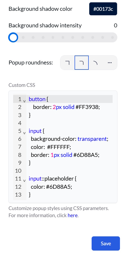 Background customization and custom CSS