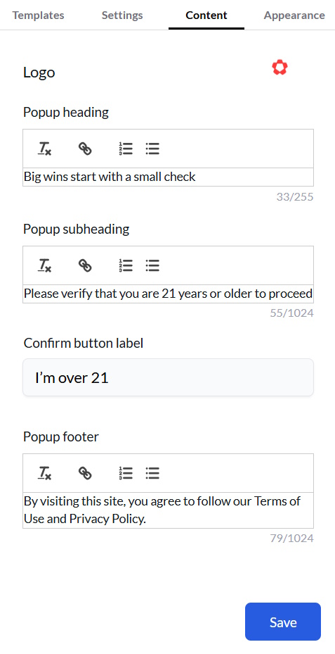 Content tab
