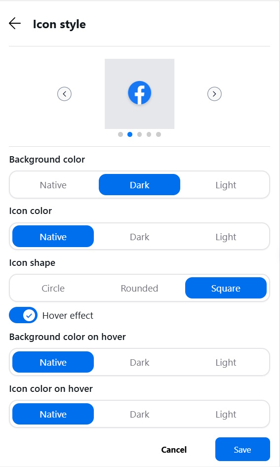 Icon style configuration