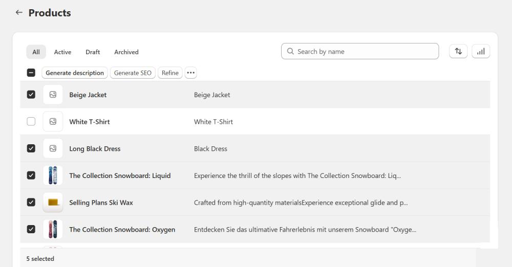 bulk product description generation