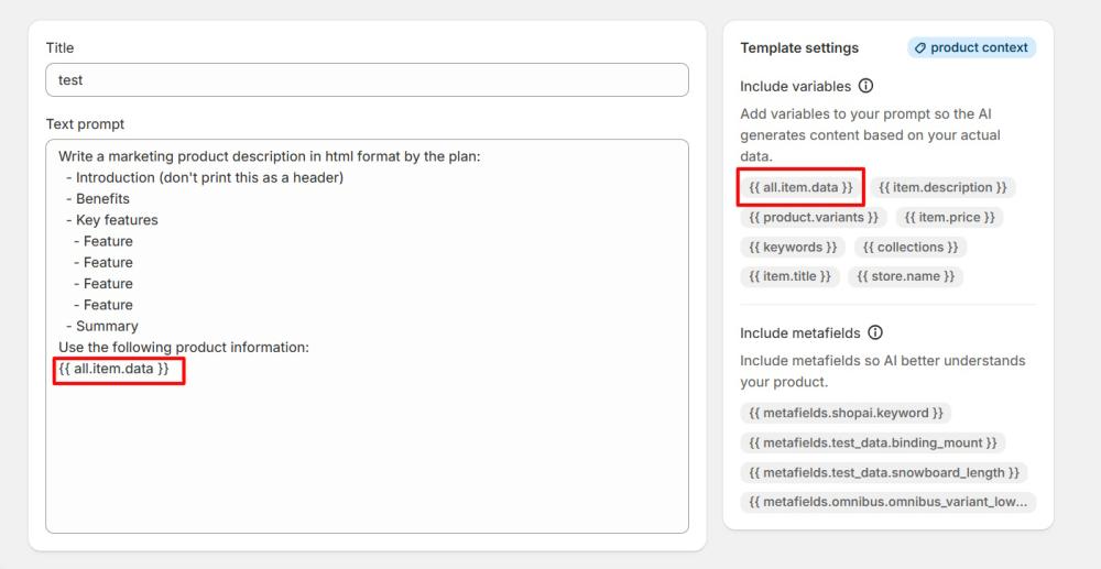 Custom prompt template