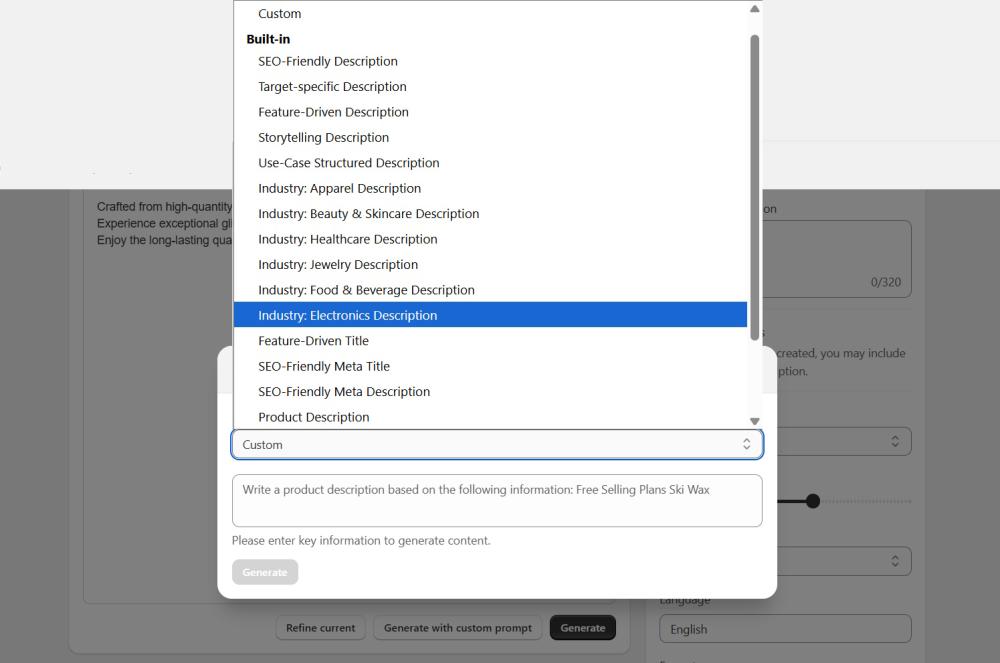 Built-in prompts