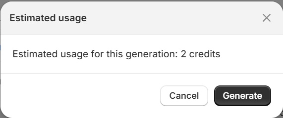 Estimation on credits usage