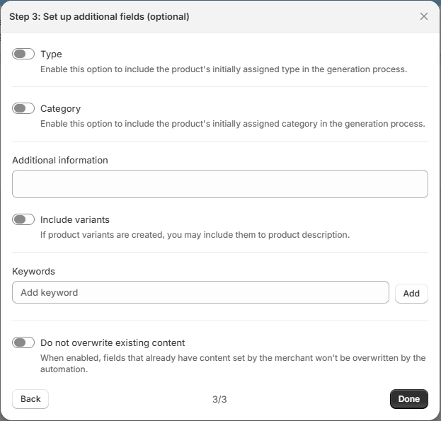 Additional Fields