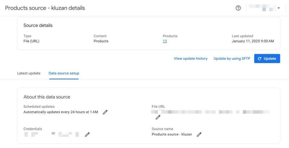 Feed details in Google Merchant Center