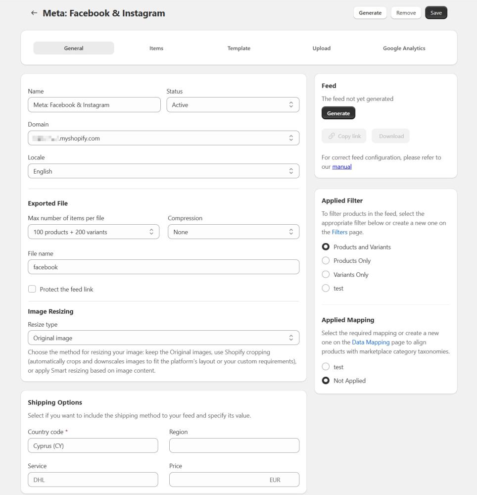General information about product feed