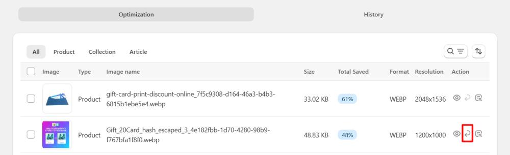 Restore individual images
