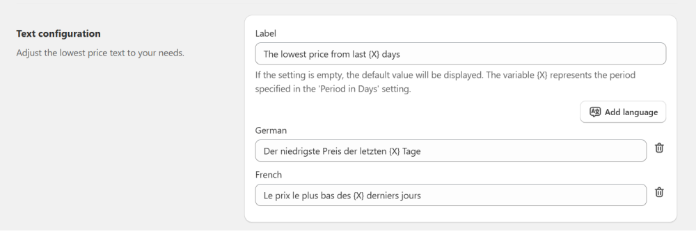 Block text configuration