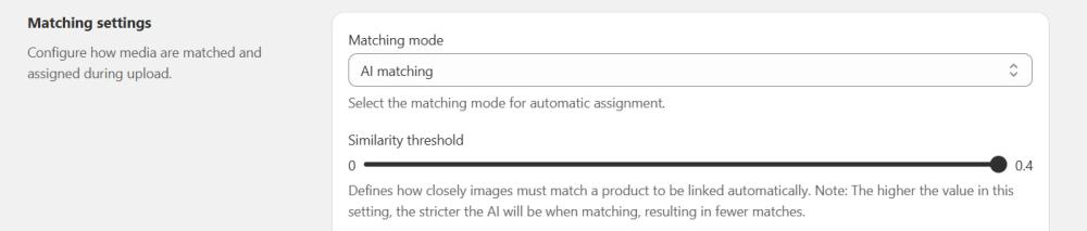 AI matching settings