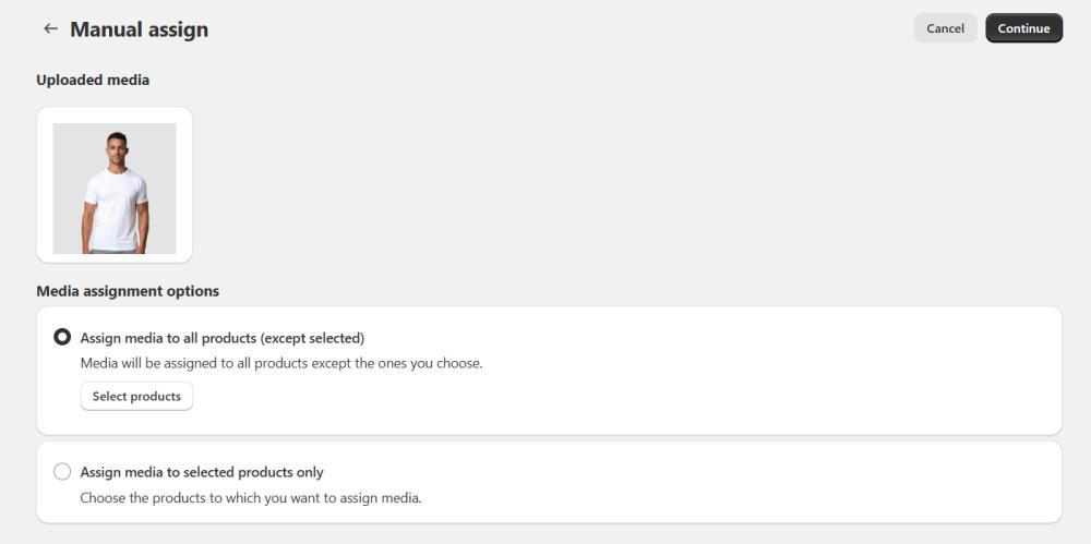 Assign images to all products except selected