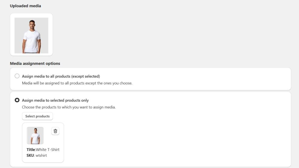 Assign images to selected products