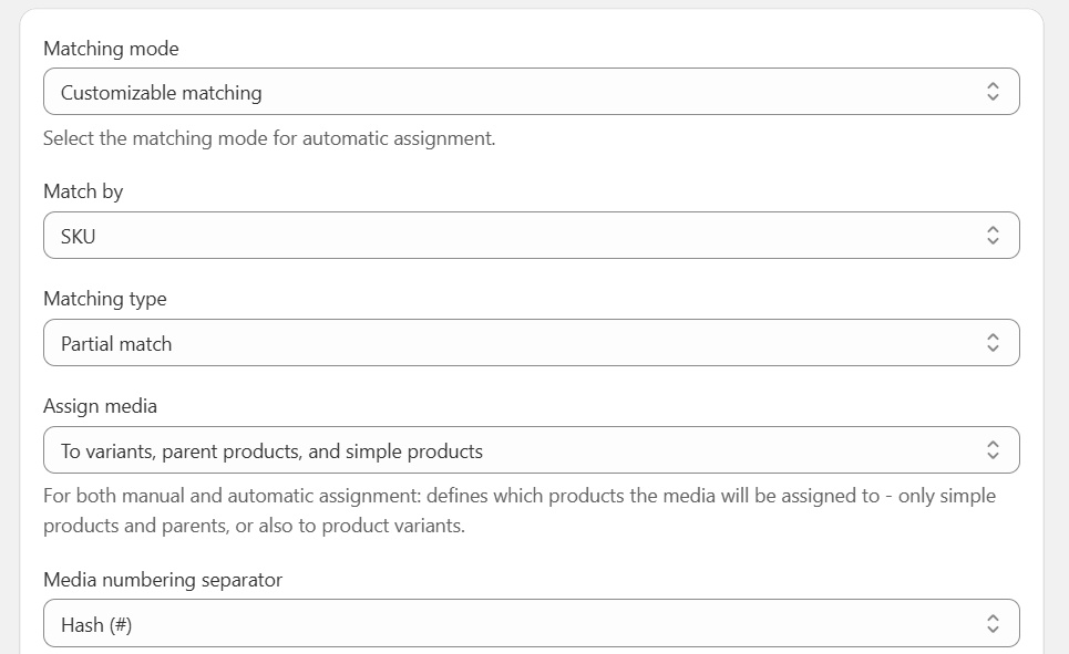 Customizable matching - match by title or SKU