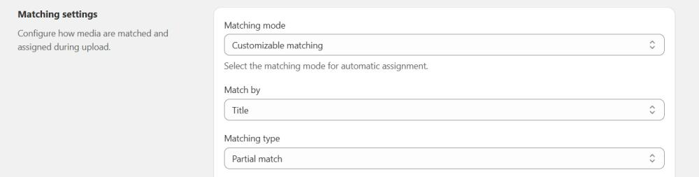 Customizable matching
