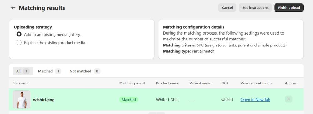Matching results - photo validator