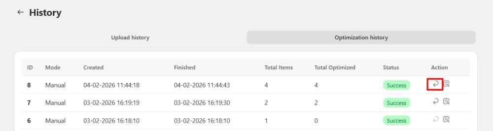 Restore images in bulk