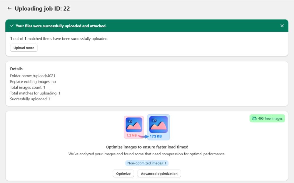 Uploading job finished