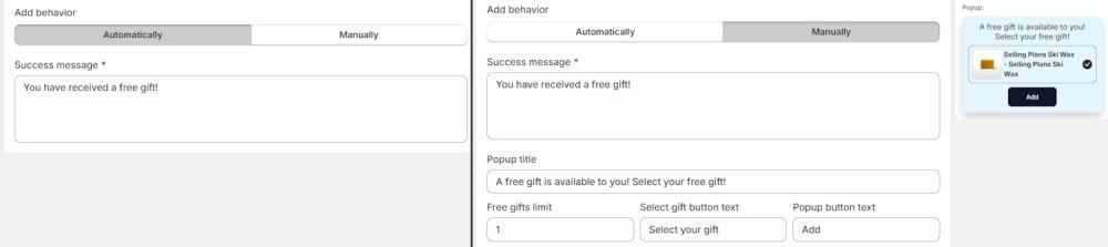 Free gift behavior - Manually or Automatically