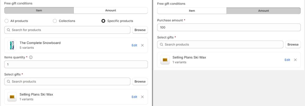 Free Gift rule conditions