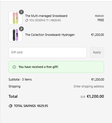 Free Gift Success Message at Checkout