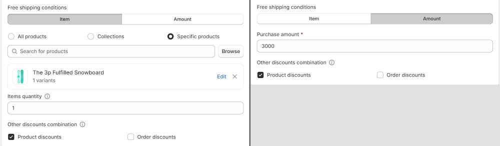 Free shipping conditions