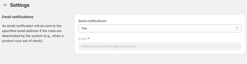 Settings page