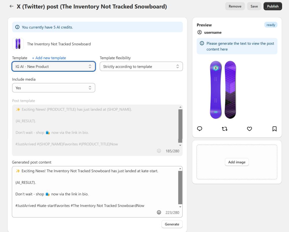 Post configurations using AI-powered template