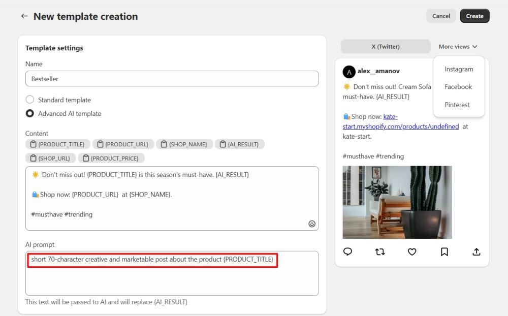 AI prompt to generate your social media caption