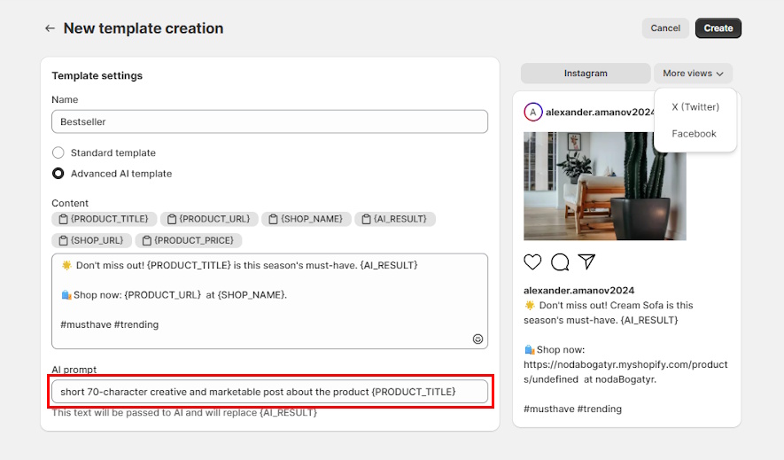 AI prompt to generate your social media caption