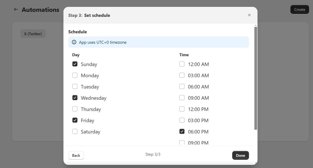 Automation schedule