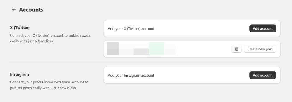 Connect Instagram and Twitter Account