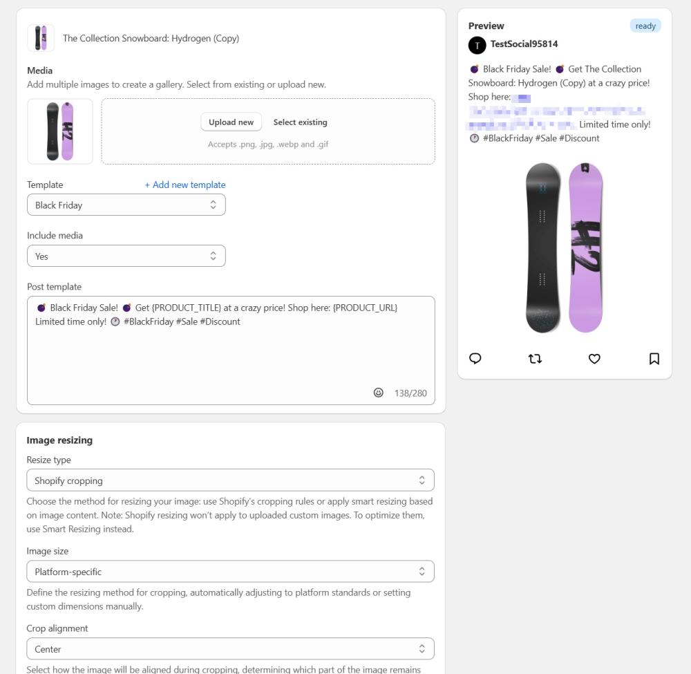 Post configuration using standard template
