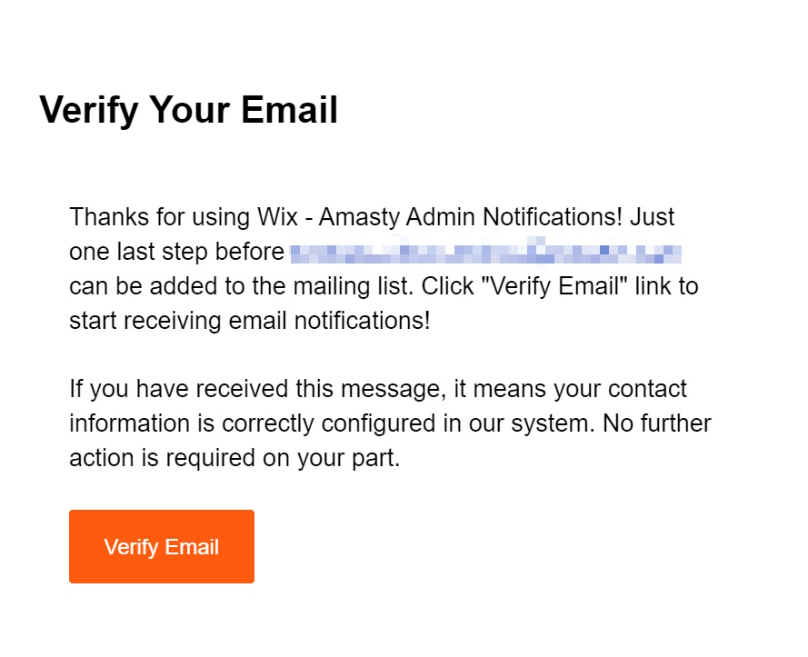 Email verification for Admin Notifications