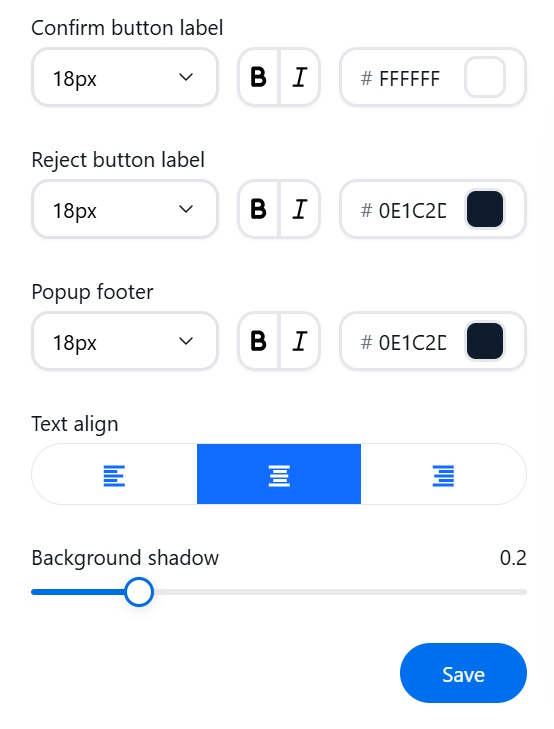 Appearance settings