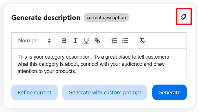 Consider current description for content generation